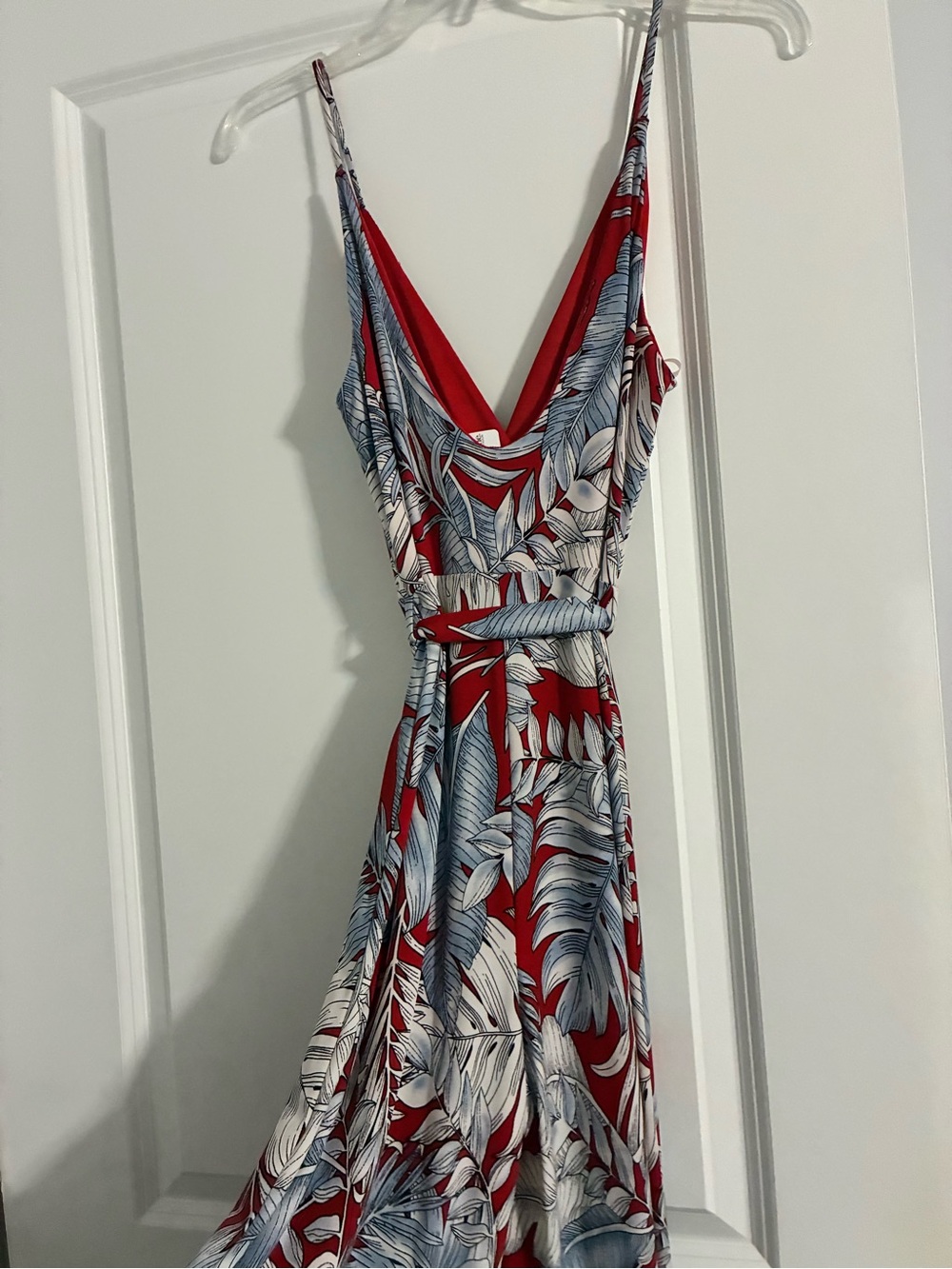 Red Tropical Print Sleeveless Jumpsuit